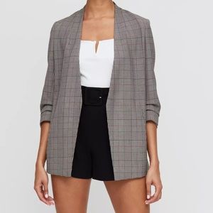 Aritzia Power Check Blazer Grey Plaid